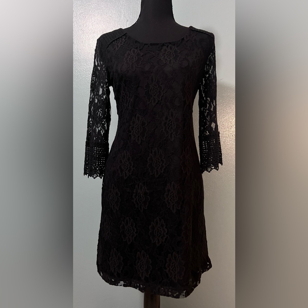 Style & Co. Black Lace Long Sleeve Dress